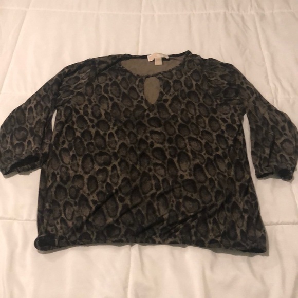 MICHAEL Michael Kors Tops - Michael Kors animal print blouse top in black and olive green w peephole front